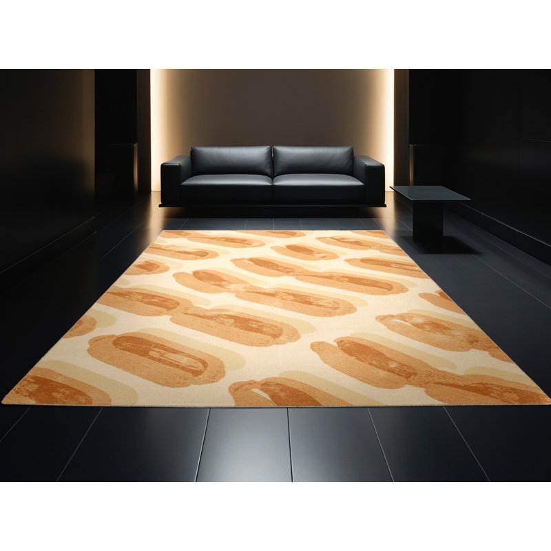 Tapis rayé beige moelleux et moelleux Hot Dog Buschwick, 2 x 3