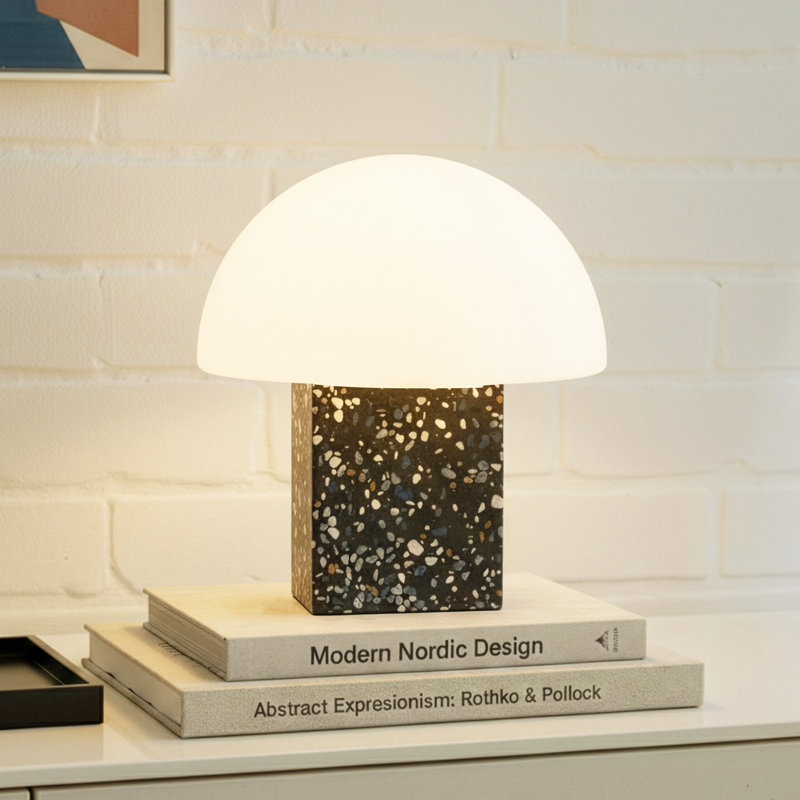 Gavin 10" Modern Speckled Concrete LED Desk Lamp