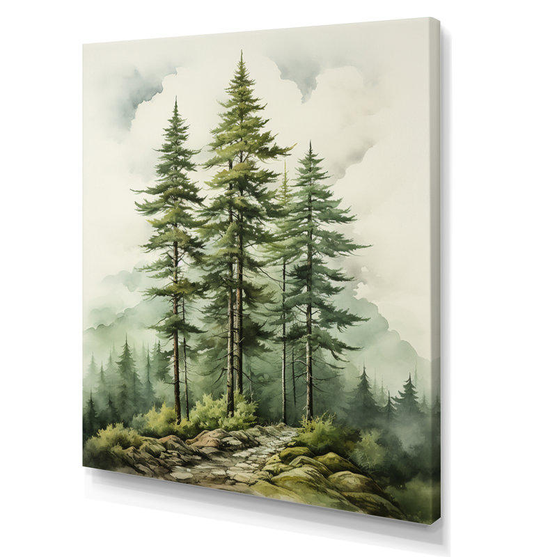 Vert arbre vert Eternal Guardians II - arbre pin, art mural encadré, H 32 po x l 24 po x P 1 po, Toile tendue