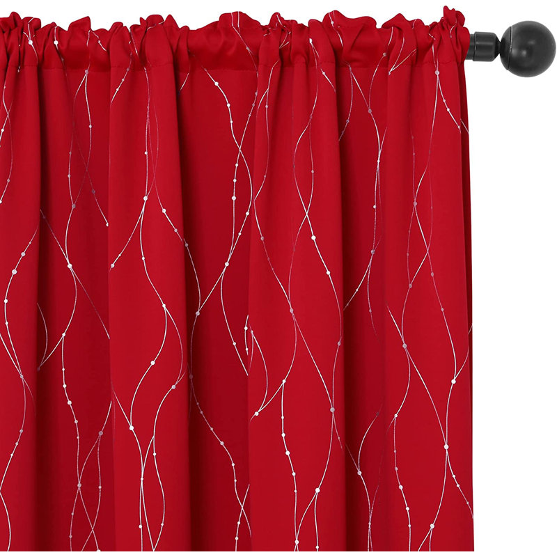 Flurin Room Darkening Curtain Pair, Red, 52" W x 63" L