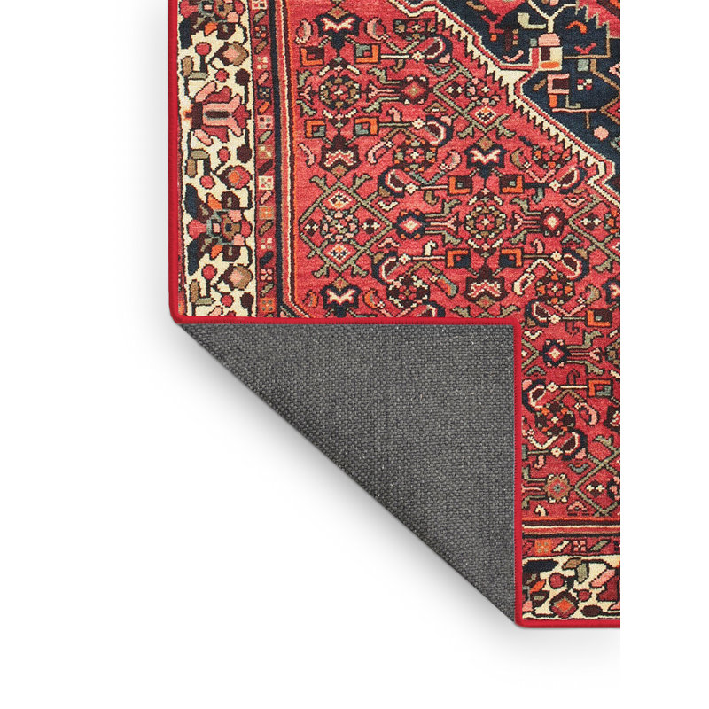 Tapis rouge/bleu traditionnel Atropos, Rectangle 5 pi x 7 pi