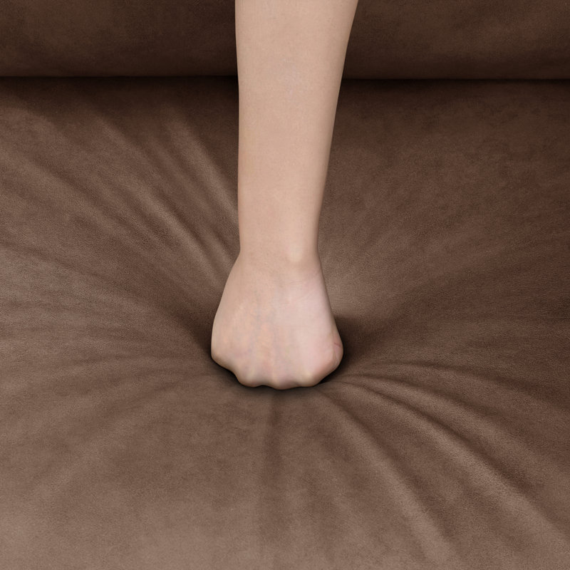  Canapé en similicuir de 89 po avec coussin lombaire amovible, porte-gobelets et pieds en bois massif, Moka