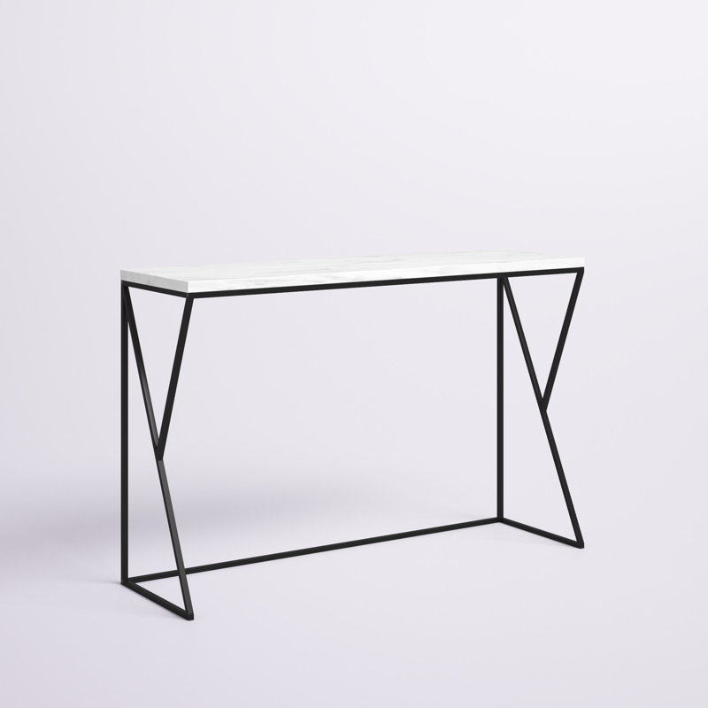 Console 46 po Eric, Faux marbre blanc / noir, Noir