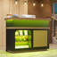 Bureau de réception avec lumières DEL, tiroirs et armoire verrouillables et tablettes ouvertes - table de comptoir moderne en bois de 63,6 po pour le bureau, le hall d'entrée de l'hôtel, le salon, la clinique, le magasin de détail et la réception corporative (noir)-1385611556