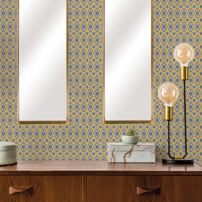 Kayal Wood Flat Wall Mirror, Gold, 47.6" x 12.6"