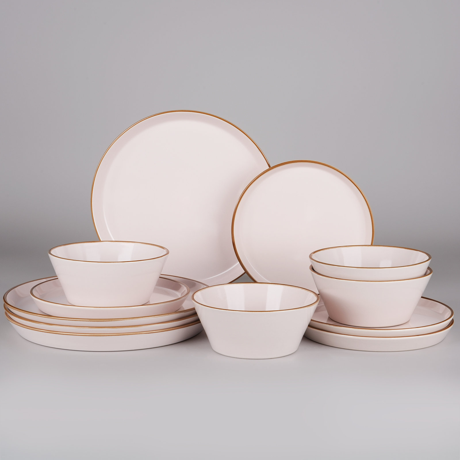 Stoneware Dinnerware Set, Light Pink