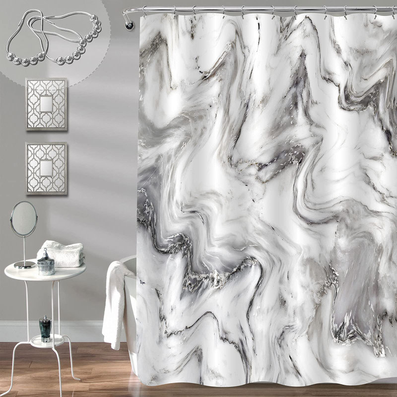 Shower Curtain with Hooks Included, 72'' H x 72'' W