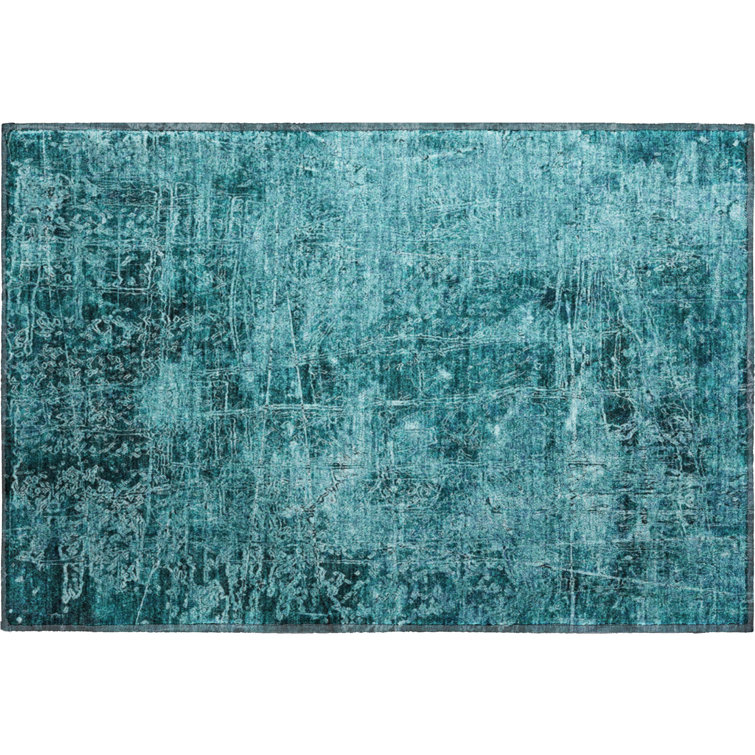 Premium Machine Washable Cerrito AMF559 Teal Rug