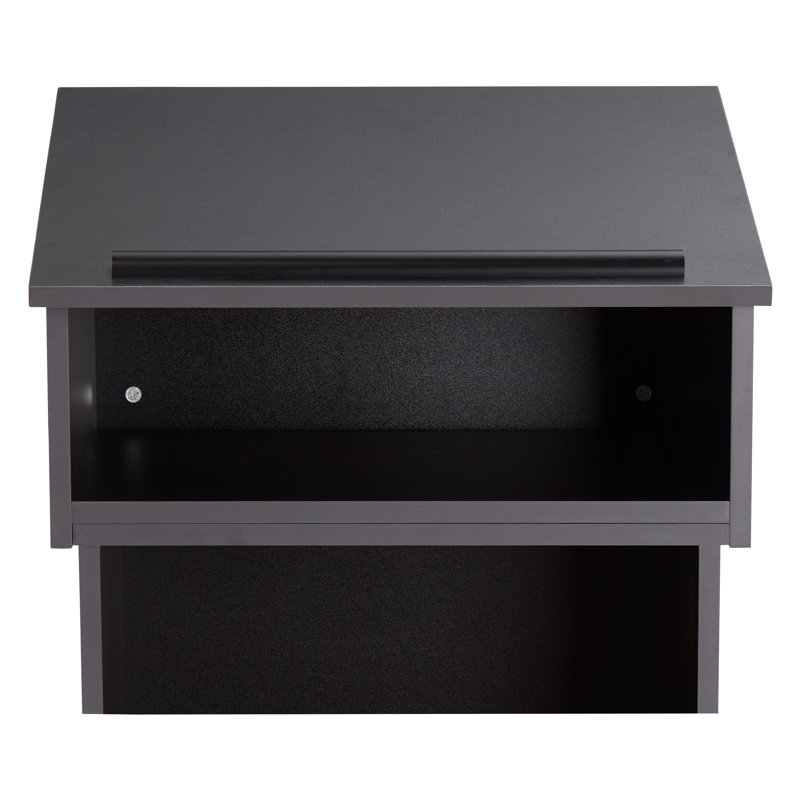 Black Particleboard Tabletop Lectern with AV Cart Base
