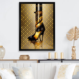 Stupell Industries Glam High Heel Shoe Fashion Book Stack Cheetah Framed On  Wood by Madeline Blake Graphic Art