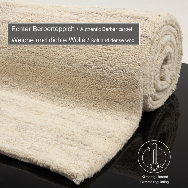 Hand Knotted Wool Beige Indoor Rug, Runner 70 x 620cm