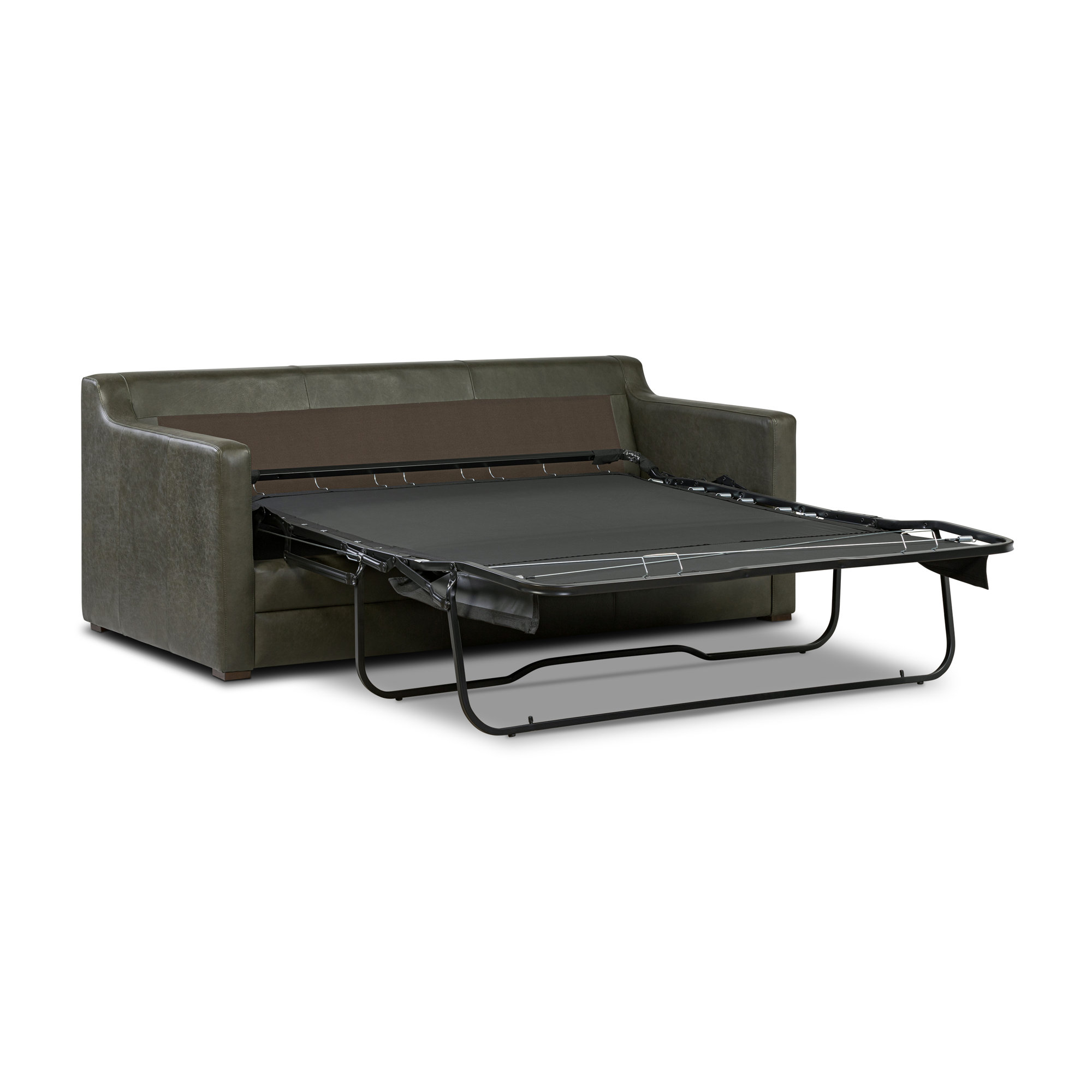 Sorrento 78" Genuine Leather Sleeper Sofa, Green