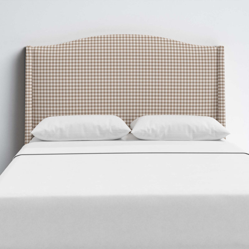 Tête de lit tapissier Vasiliy, Simple, Coton à motif carreauté crème