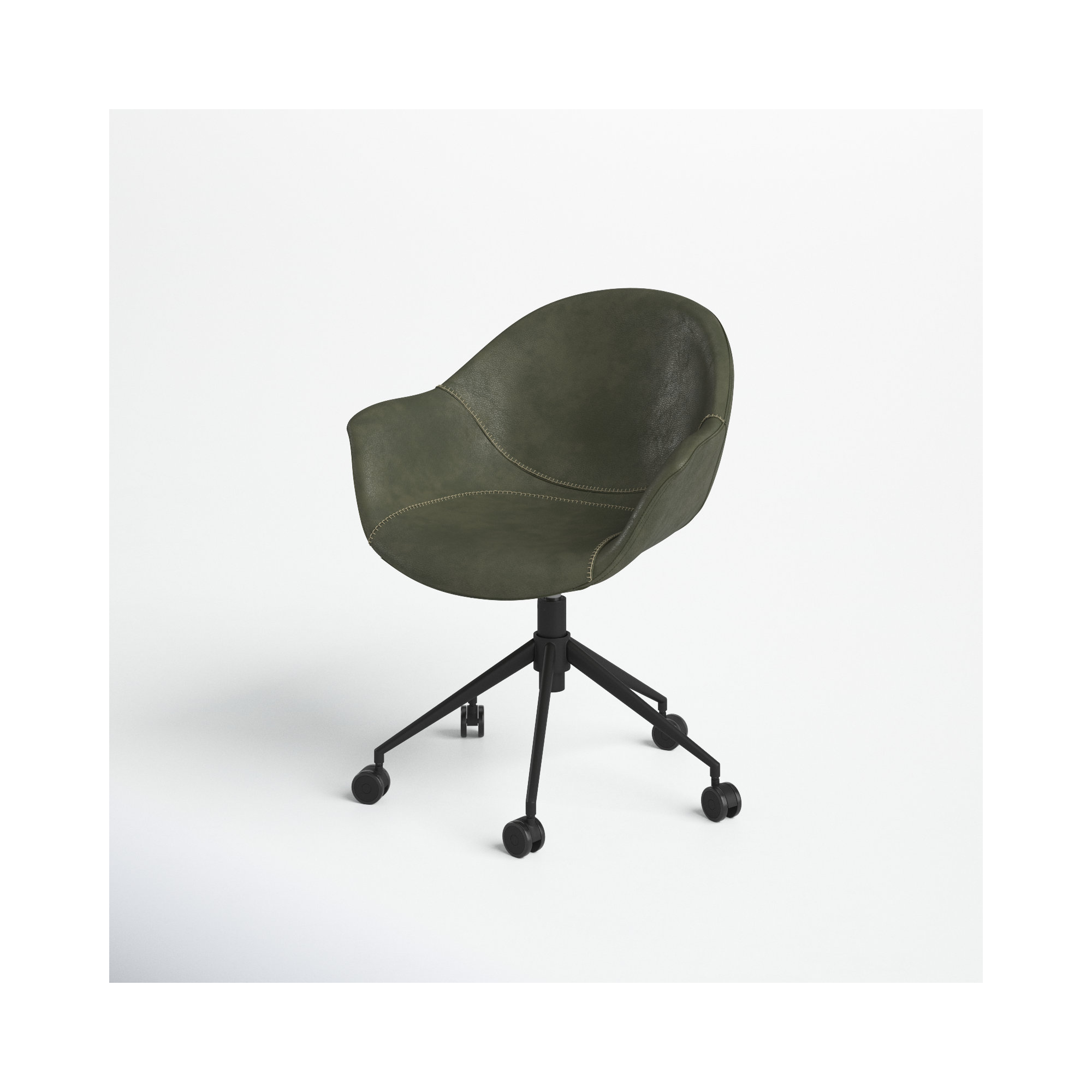 Kealey Swivel Office Chair, Green Faux Leather