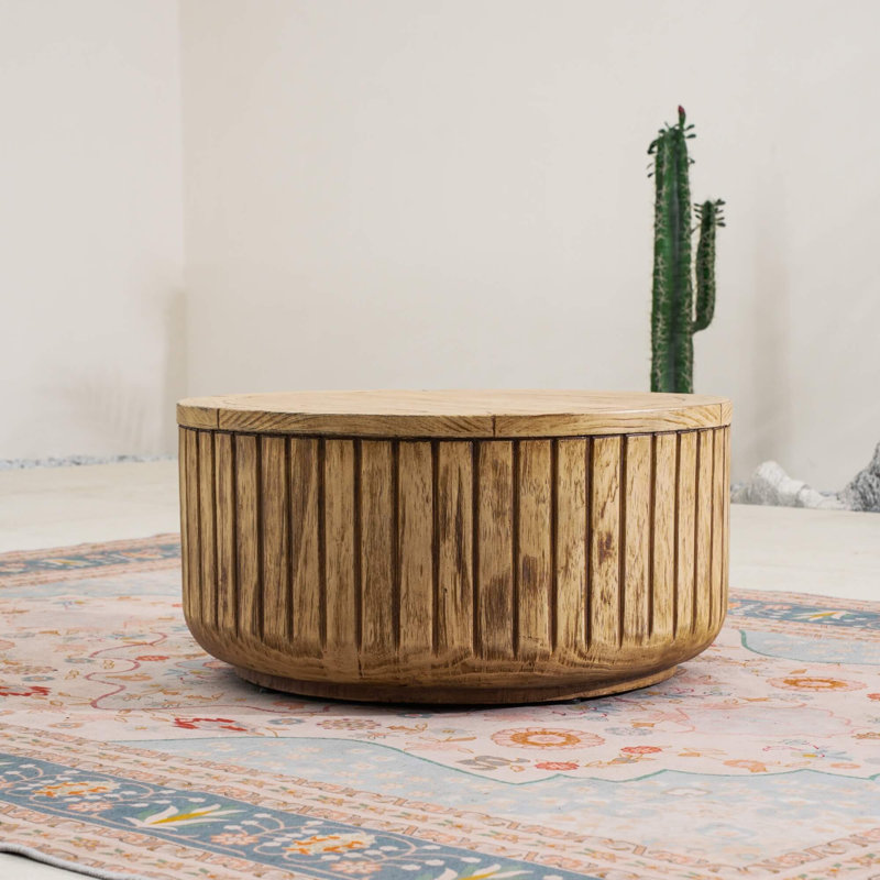 Table basse ronde brune - Matériau composite Terrafab avec structure en fer