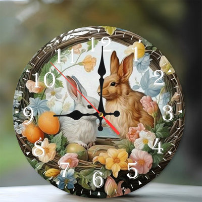 Horloge murale en bois 10 po, mouvement silencieux, à piles (piles AA non incluses), décor artistique, parfait pour les décorations
