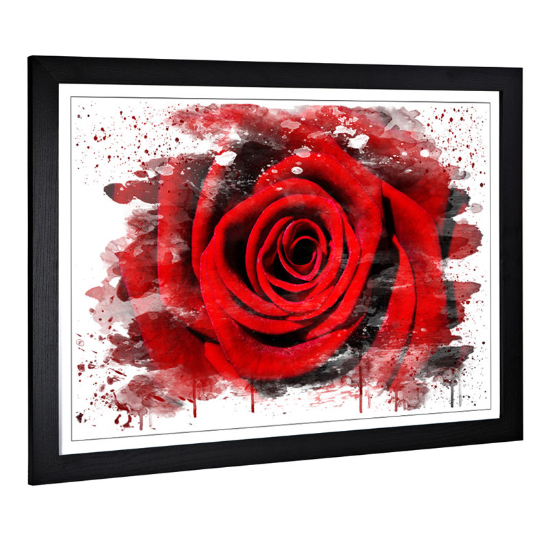 Red Rose Flower - Wall Art, 45cm H x 62cm W, Framed Picture