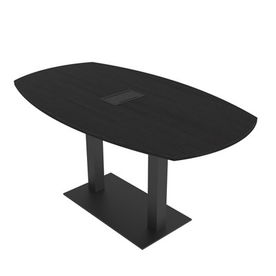 Arc-Boat Meeting Room Table With Double Metal Post Base 2 Power And Data Modules