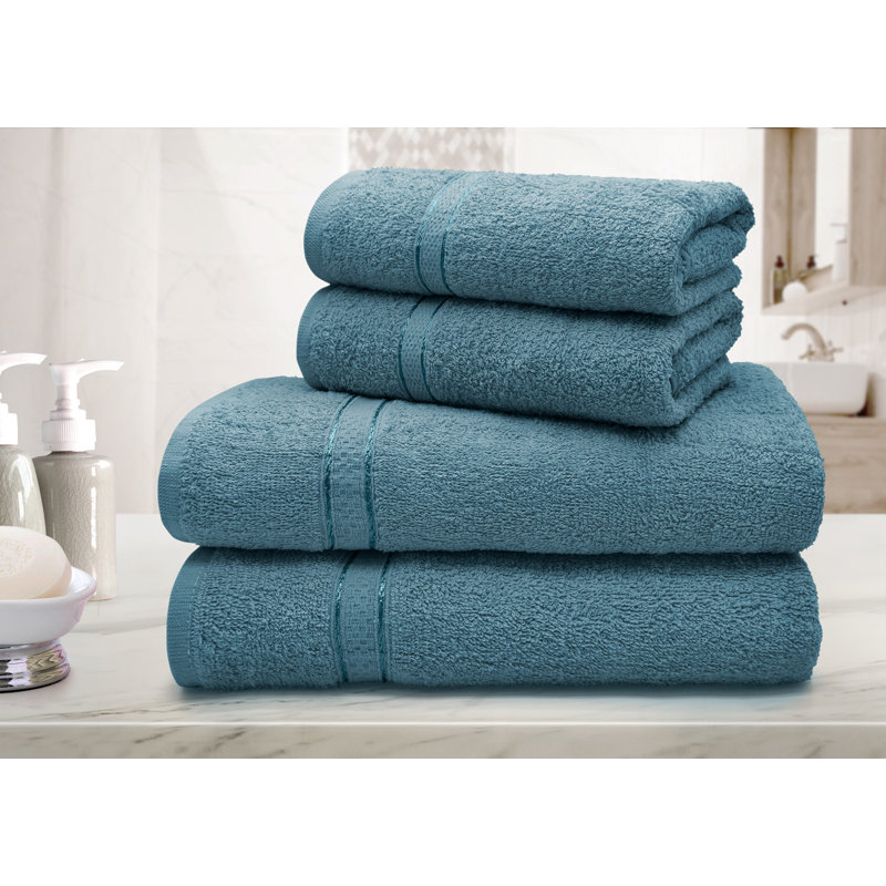 Panaghia Plain Dye Cotton Aspen Smoke Hand Towel, Blue