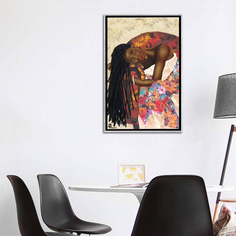 « Woman Strong III » par Alonzo Saunders-impression d’art graphique, Toile avec cadre argenté, Pas de tapis