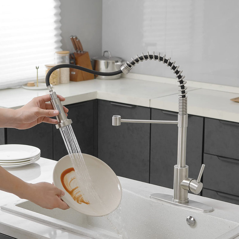 Kitchen Faucet with Pull Down Sprayer, Nickel