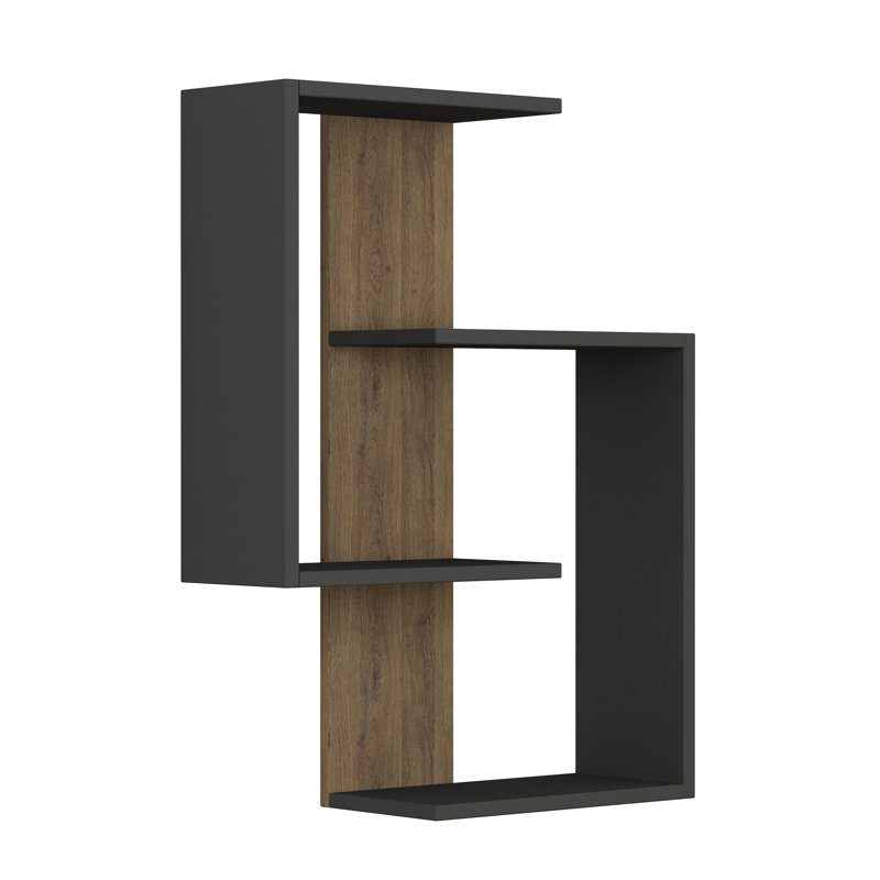Brooklyn 4 Piece Floating Shelf, Anthracite/Dark Oak