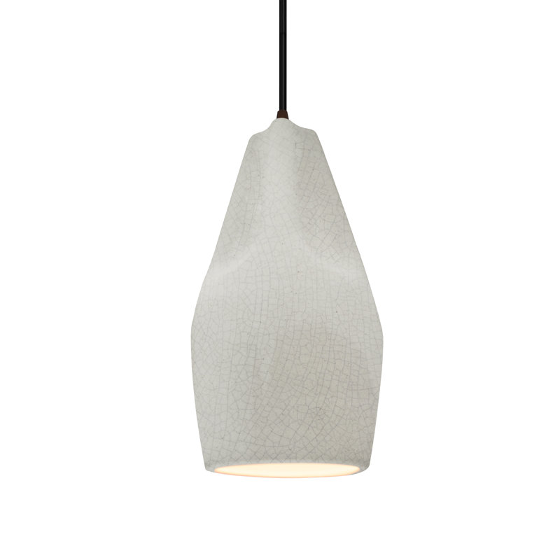 Radiance - luminaire suspendu 1 lumière Tall Crease - noir brillant avec intérieur blanc mat - bronze foncé - DEL dédiée - cordon noir
