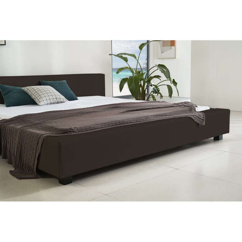 Upholstered Platform Bed, California King, Dark Brown
