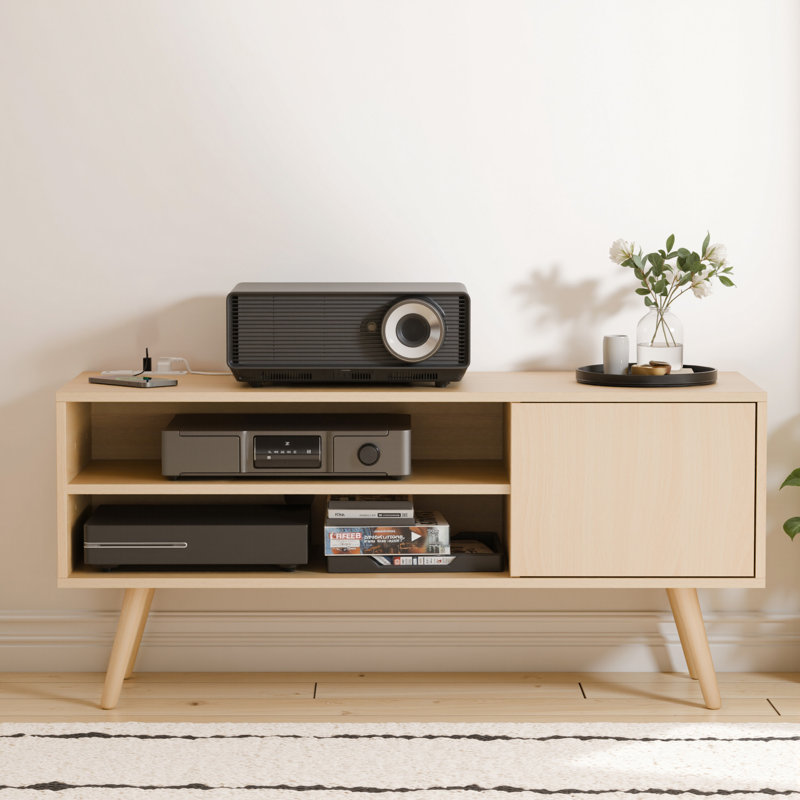 Meuble télé 2 tiroirs avec station de charge Tiream, Chêne