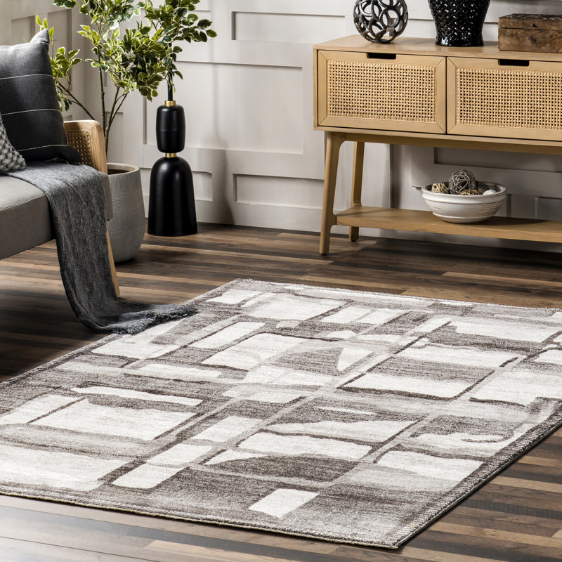 Chrissie Abstract Shapes Fringe Area Rug, Runner 2'8" x 8'
