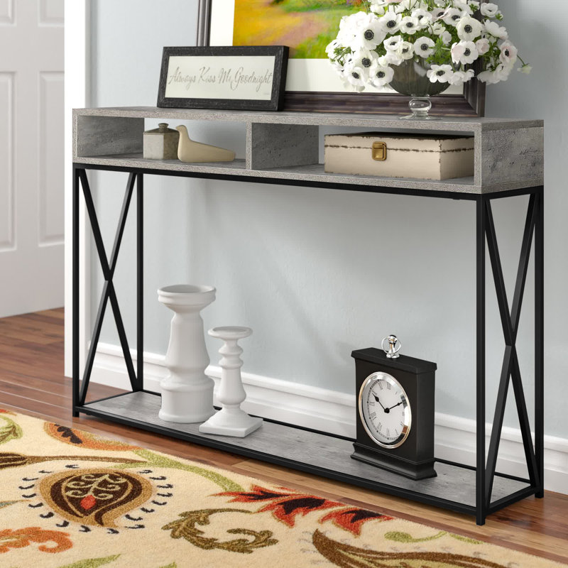 Console de 47,25 po Ariyana, Plateau en imitation bouleau / base noire