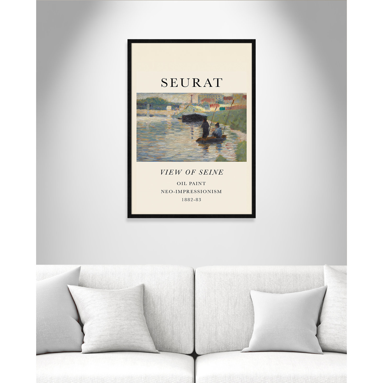 View Of Seine by Georges Seurat, No, Black Single Picture Frame, 55" H x 39" W x 1.25" D