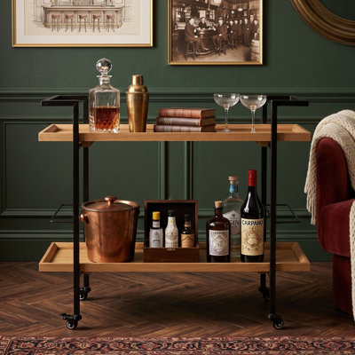 Chariot-bar avec roulettes et tablettes