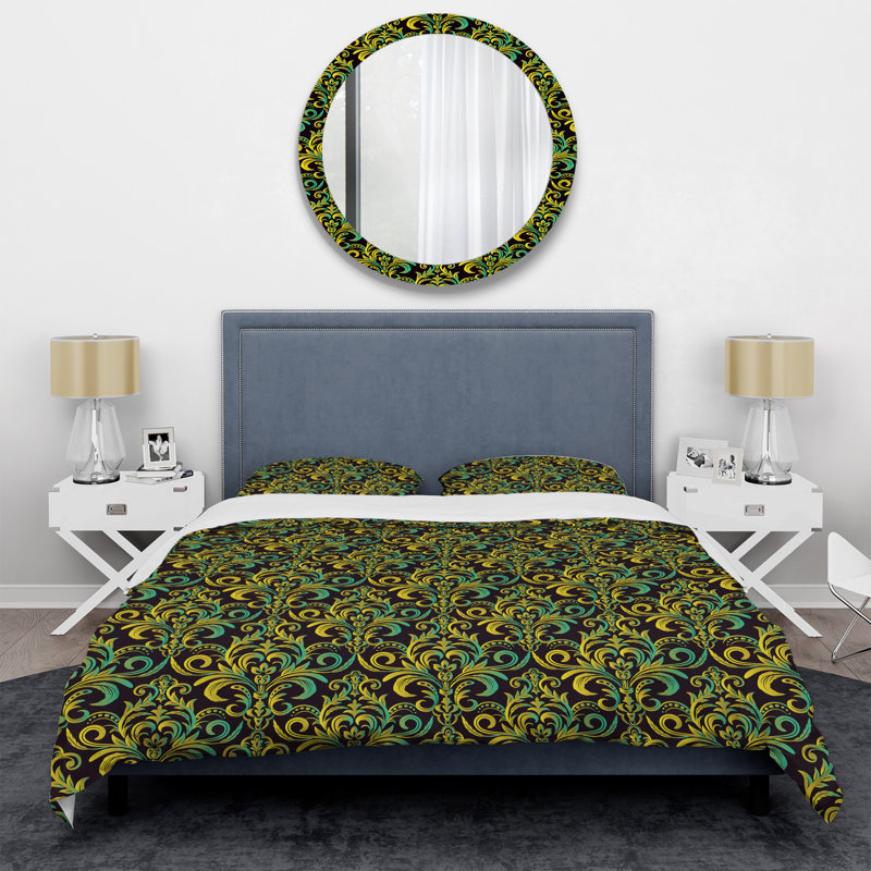 Ensemble de housse de couette en microfibre bleu ciel / noir / jaune 3 pièces