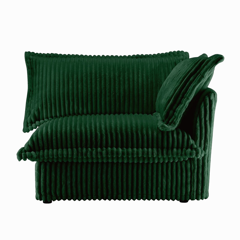 Canapé Koala RSF avec 1 coussin, Velours côtelé vert foncé, Orienté à droite