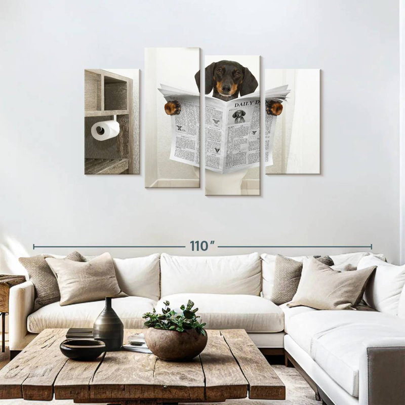 Ketti Dachshund Reading A Newspaper, 48" H x 75" W