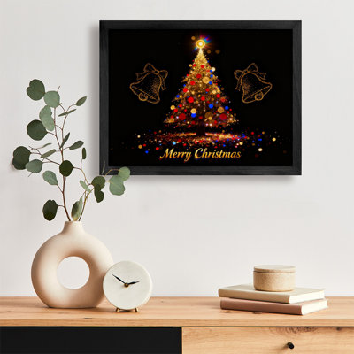 Black Framed Vintage Exquisite Christmas Tree Wall Art Retro Style Framed Prints