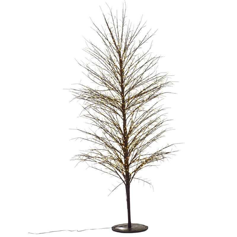 Bouleau avec lumières DEL blanc chaud, H 70,86 po x L 20,8 po x P 20,8 po, Noir