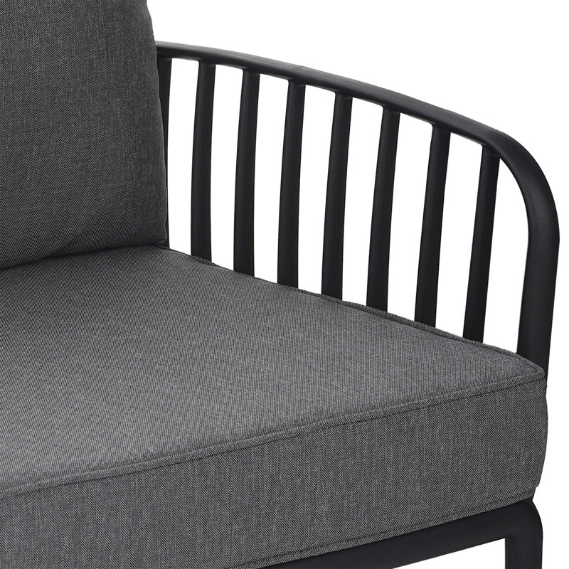 9 Piece Patio Conversation Sets, Dark Gray Cushion/Black Frame