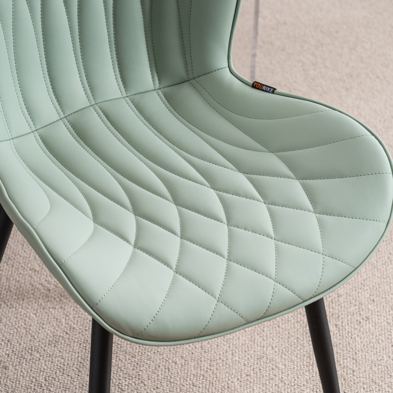 Upholstered Dining Chairs Faux Leather Side Chair with Metal Frame, Mint Green