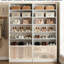 Armoire à chaussures blanche à 9 niveaux avec rangement ouvert, tablettes réglables et convient au couloir