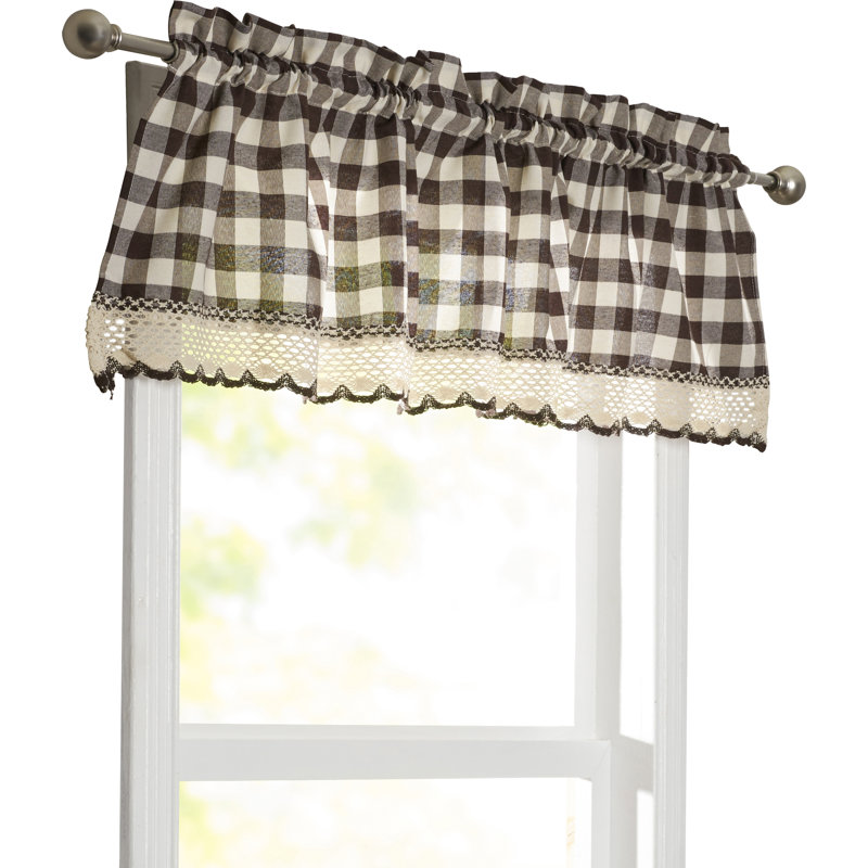 Haylee Cotton Blend Plaid Tailored Window Valance, Chocolate