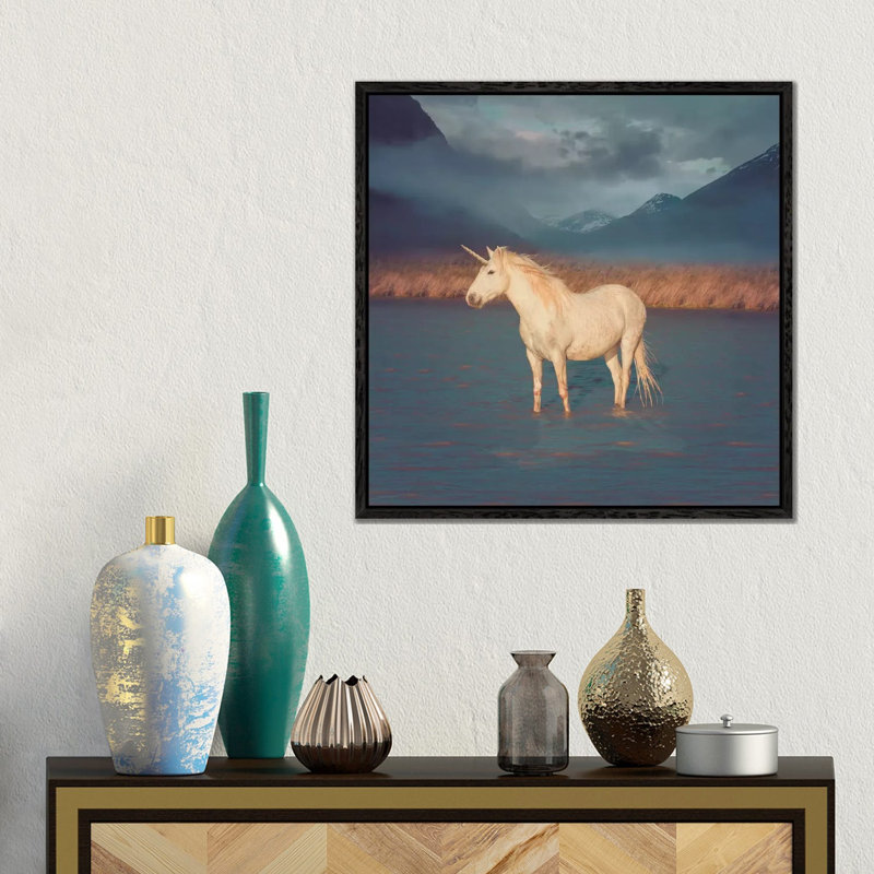Unicorn Oil Slick by Soaring Anchor Designs - Floater Frame Gallery-Wrapped Canvas Giclée on Canvas, 45.72 cm H x 45.72 cm W