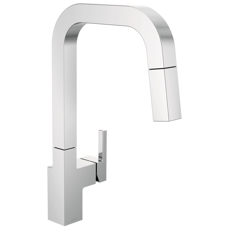 Junction Chrome Kitchen Faucet with Pull Down Sprayer, Modern Single Hole Kitchen Sink Faucet, Single Handle, Chrome, Chrome