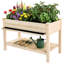 Potager surélevé en bois massif de 122 cm (48 po) avec bac de récupération d'eau et tablette de rangement