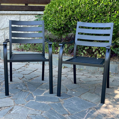 Lron Terrace Dining Chairs, A Set Of 2 Black Color Outdoor Chairs, Bistro Metal Chairs, All-Weather Outdoor Metal Dining Chairs, Suitable For Gardens, Terraces, And Swimming Pool