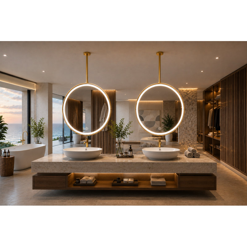 Miroir rond en verre brossé Sol