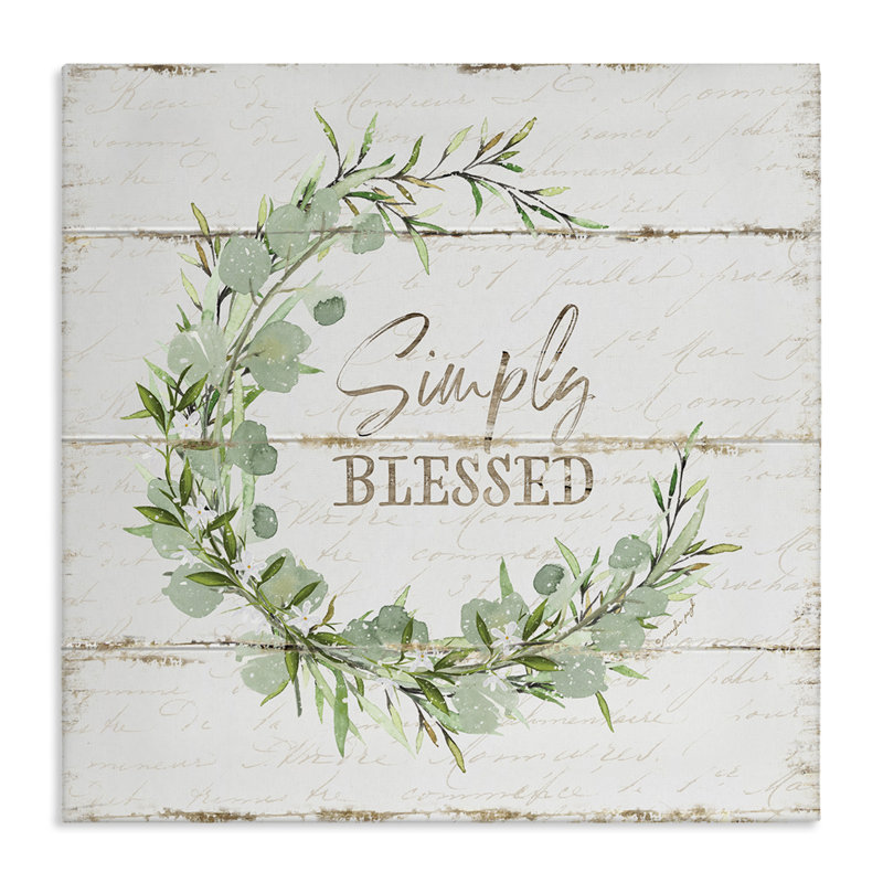 "Simply Blessed Rustic Wreath", art mural sur toile par Jennifer Pugh, H 17 po x l 17 po