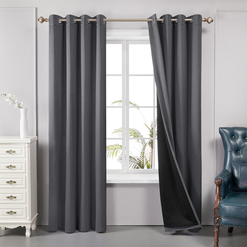 Paire de rideaux doublés occultant 100% Bursaite, L 52 po x L 108 po, Gris