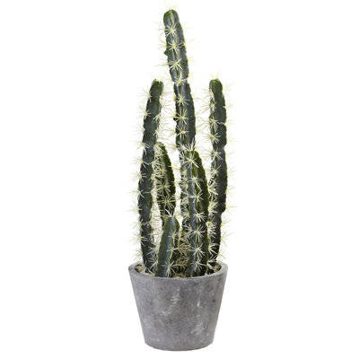 27.5'' Faux Cactus Plant in Stone Planter